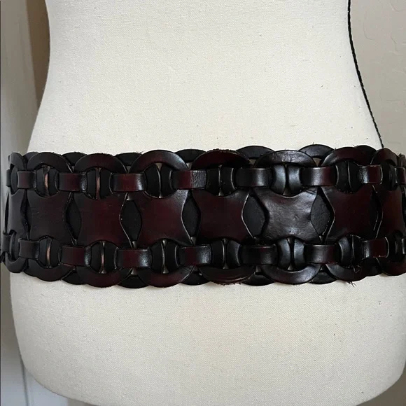 Brown Leather Belt with Buckle - Picture 3 of 4